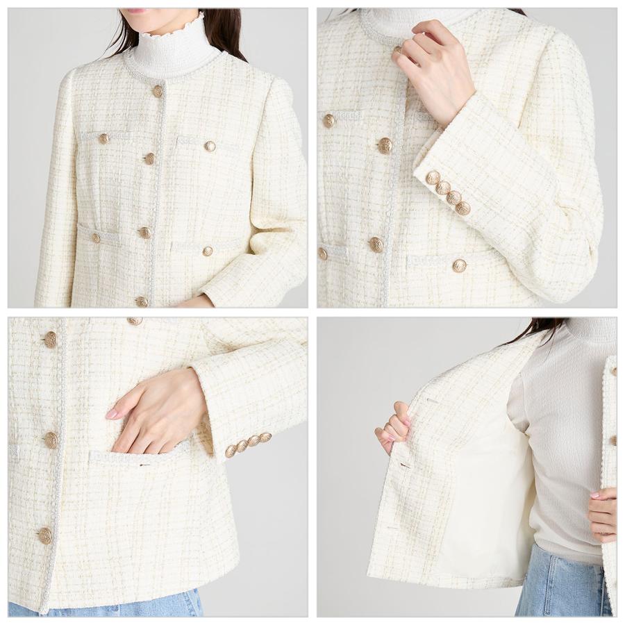 CELFORD（セルフォード） ミドル丈ノーカラーツイードジャケット