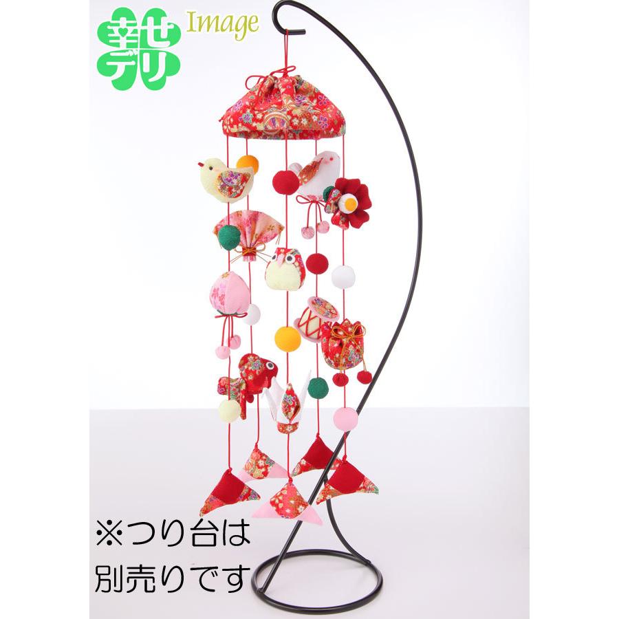 縁起物モチーフ 傘宝つるし雛5本飾り 赤 手作りキット ひな祭り