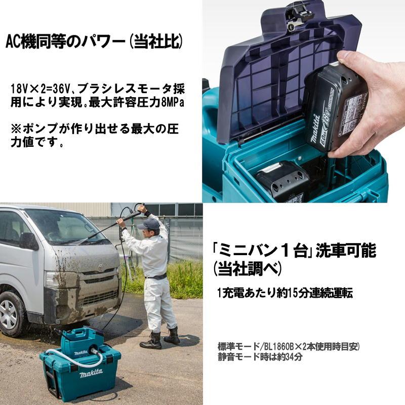 マキタ（makita） MHW080D 充電式高圧洗浄機 36V＋バッテリ(BL1860B)×2