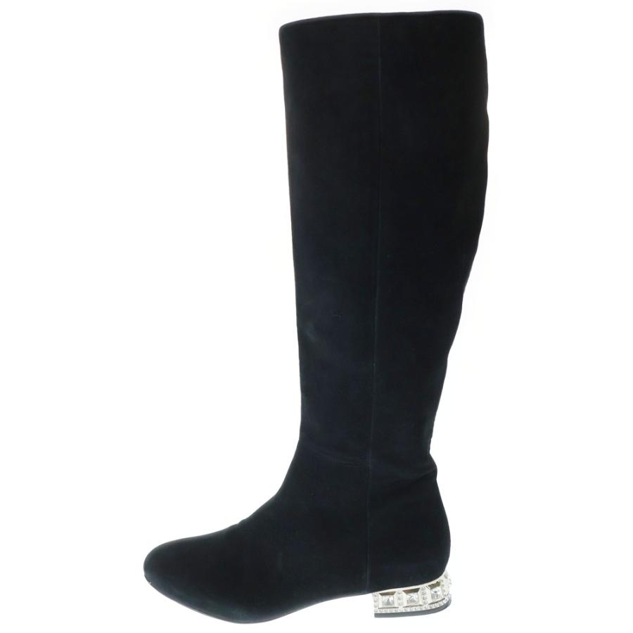 miumiu ミュウミュウ ビジュー クリスタル ヒール スウェードレザー