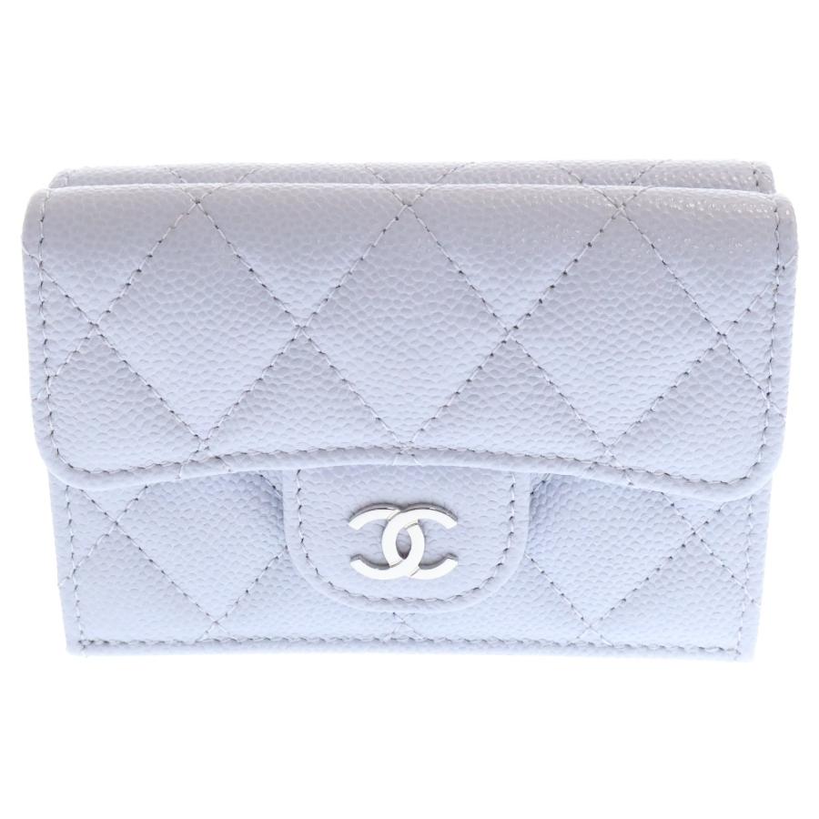 CHANEL（シャネル） マトラッセ 三つ折り財布 グレー キャビアスキン