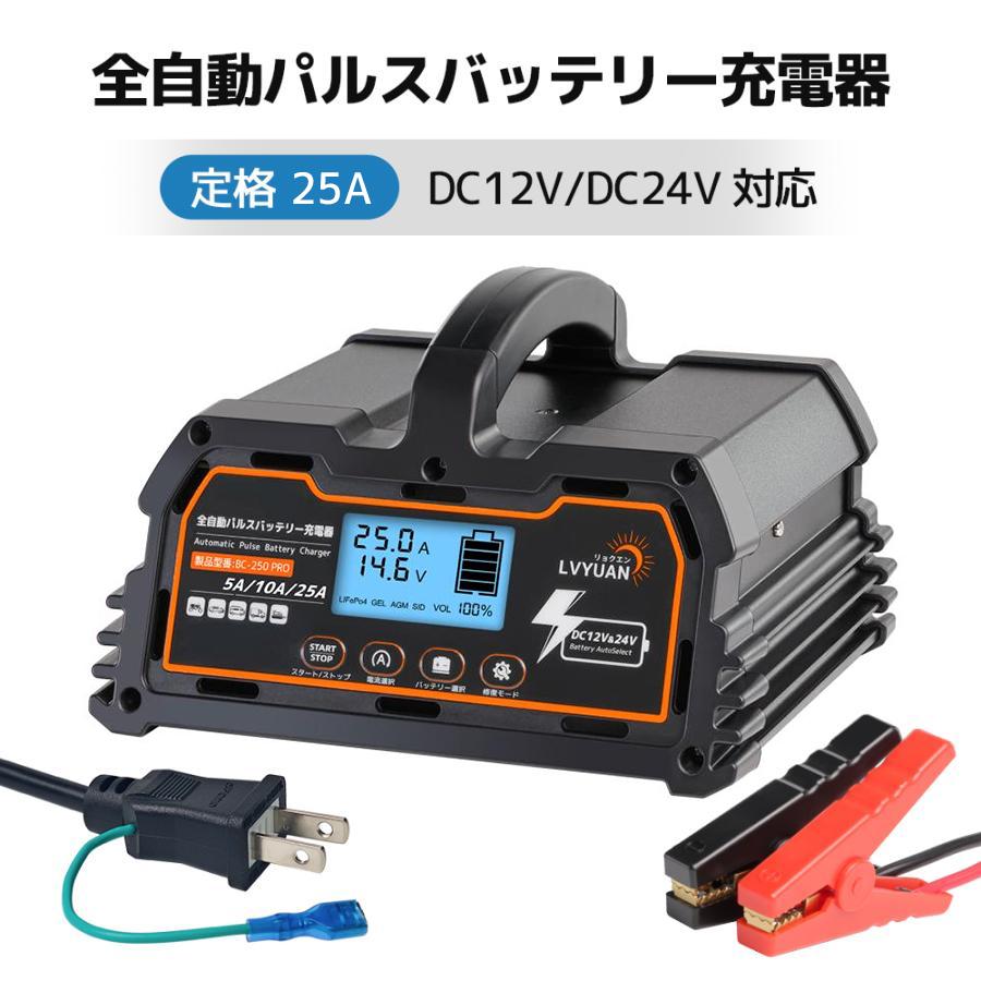 LVYUAN 新登場！全自動パルス充電器 25A 12V/24V鉛/LiFePO4 12V