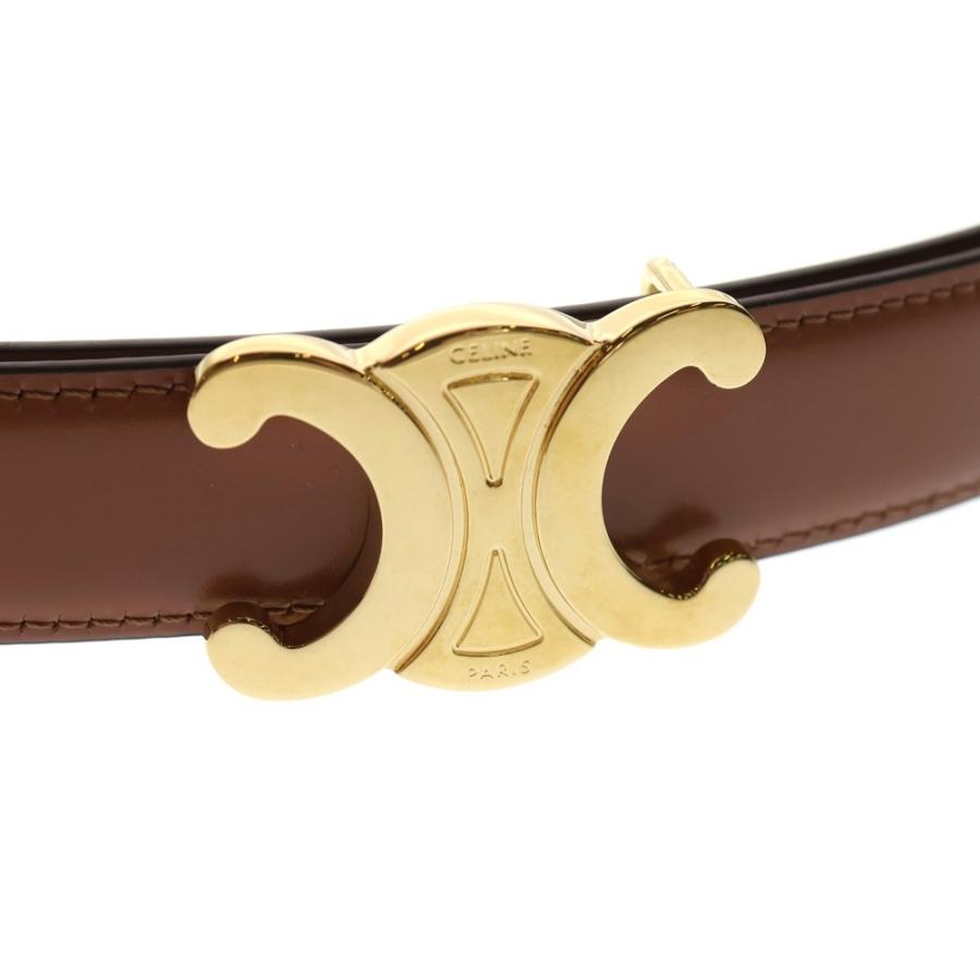 CELINE（セリーヌ） トリオンフ レザー ベルト ホワイト×ブラウン