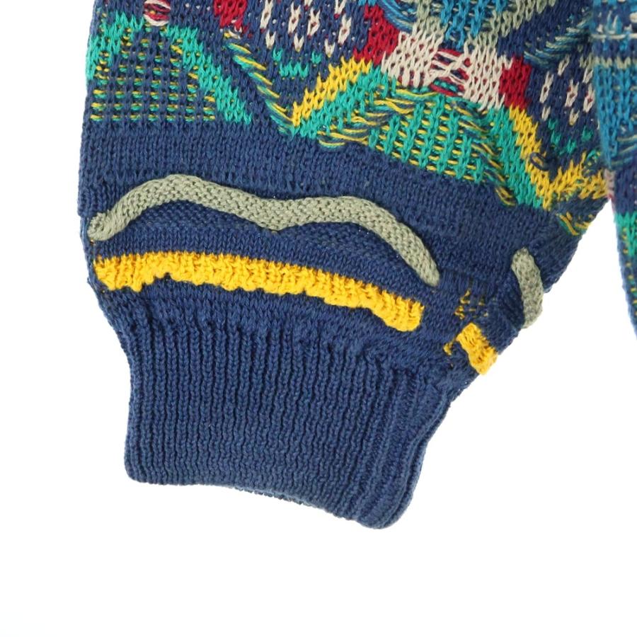 COOGI クージー 総柄 ロングスリーブ ニットポロシャツ マルチカラー