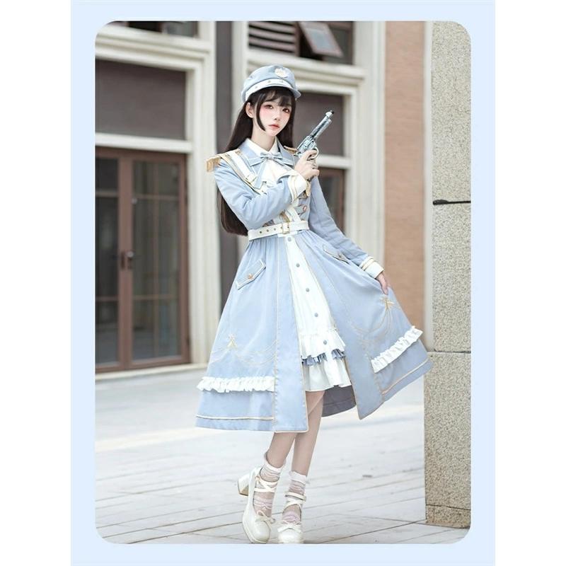 ミニロリ 軍服ロリータ ゴスロリ フルセット ワンピース 長袖あり 肩章