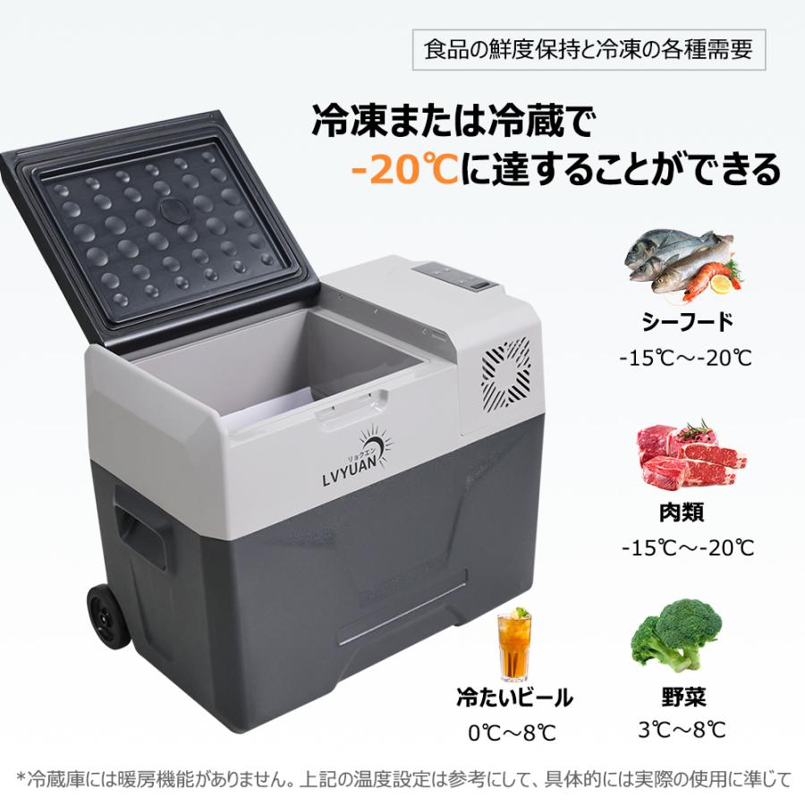 車載冷蔵庫 40L ポータブル冷蔵冷凍庫 AC/DC（ 12V / 24V ） 静音 -20