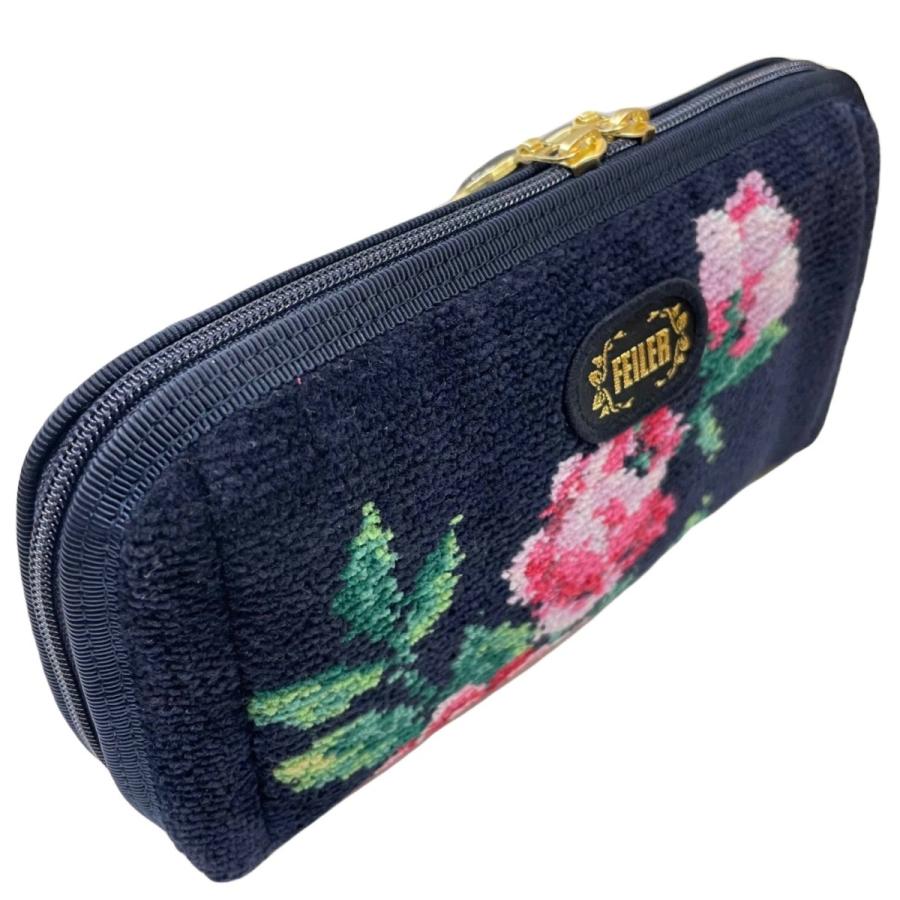 feiler（フェイラー） 便利ポーチ ローズアダージョ 紺 ネイビー ROA