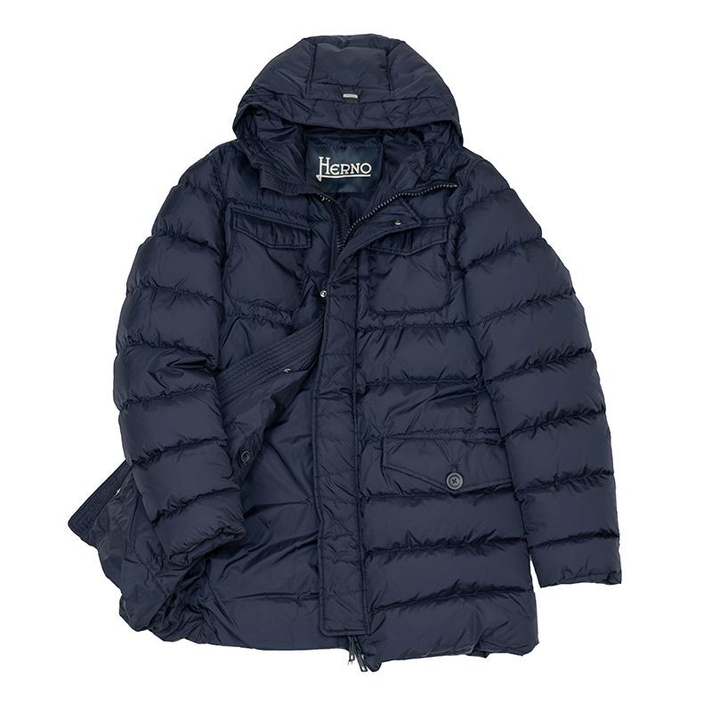 HERNO（ヘルノ） ネイビー フーデット 4ポケット POLAR-TECH ダウン