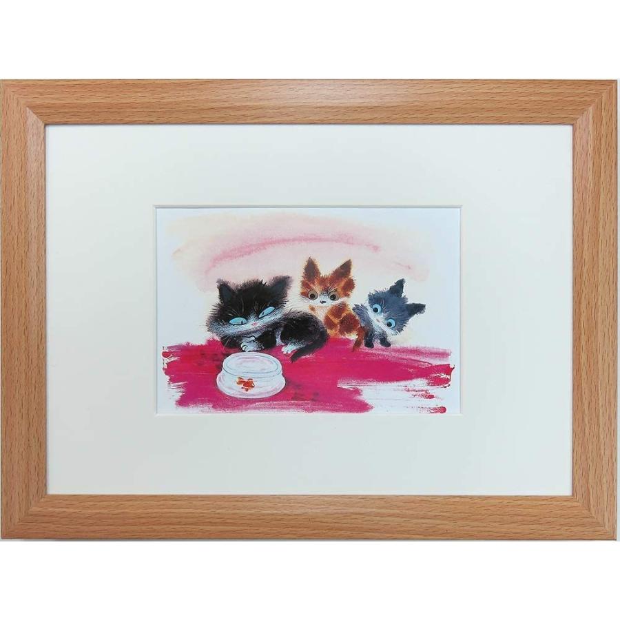 渡辺あきお 版画 3人の思い 3匹の猫 限定500部 渡辺