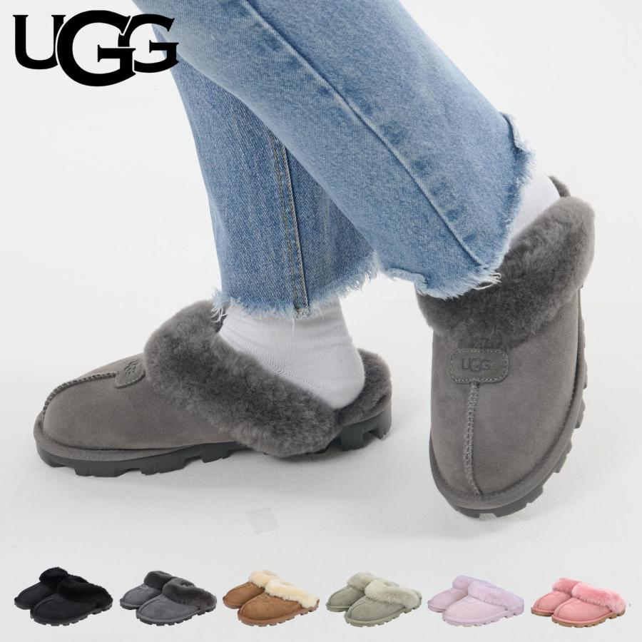 UGG スリッパ 平底 ムートン ファー スエード ベージュ レディース 37