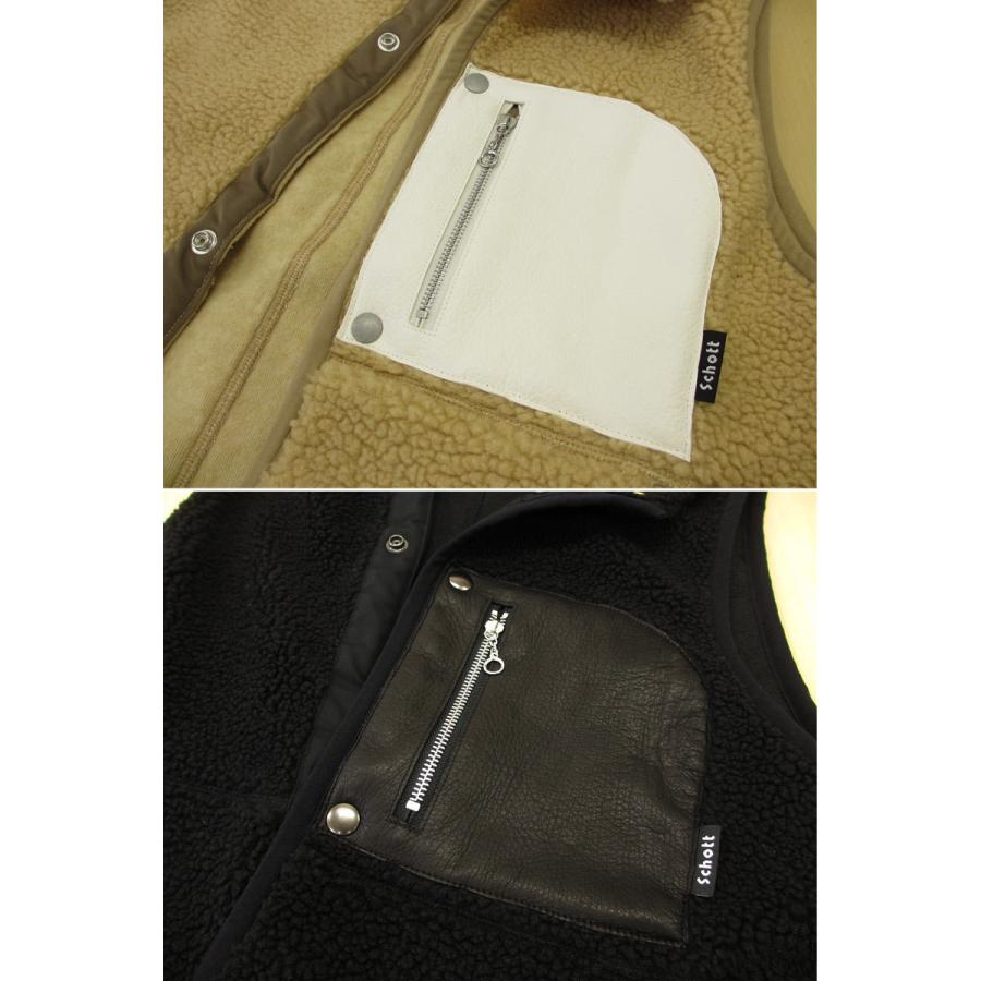 Schott N.Y.C（ショット） Schott レザーポケット パイル フーデッド