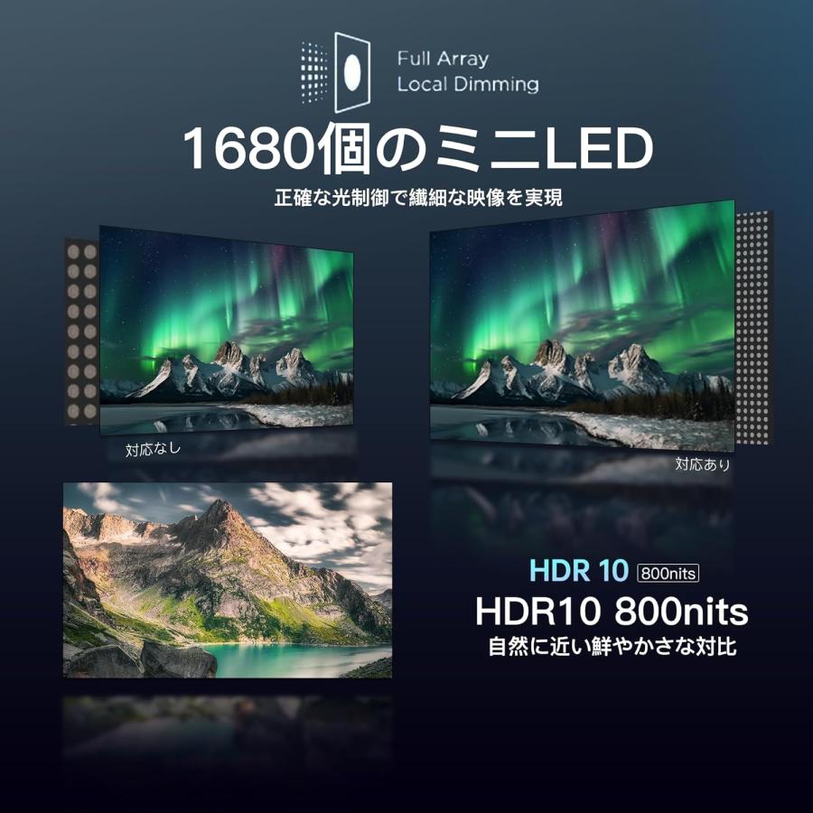 FPD チューナーレス テレビ 4K 50V型 Mini LED 量子ドット Google TV