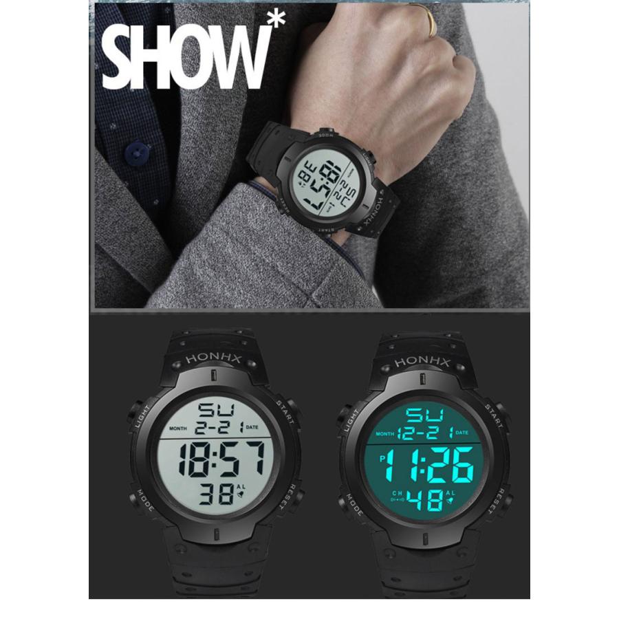 HONHX 腕時計 LED デジタル ファッション男性 スポーツウォッチ