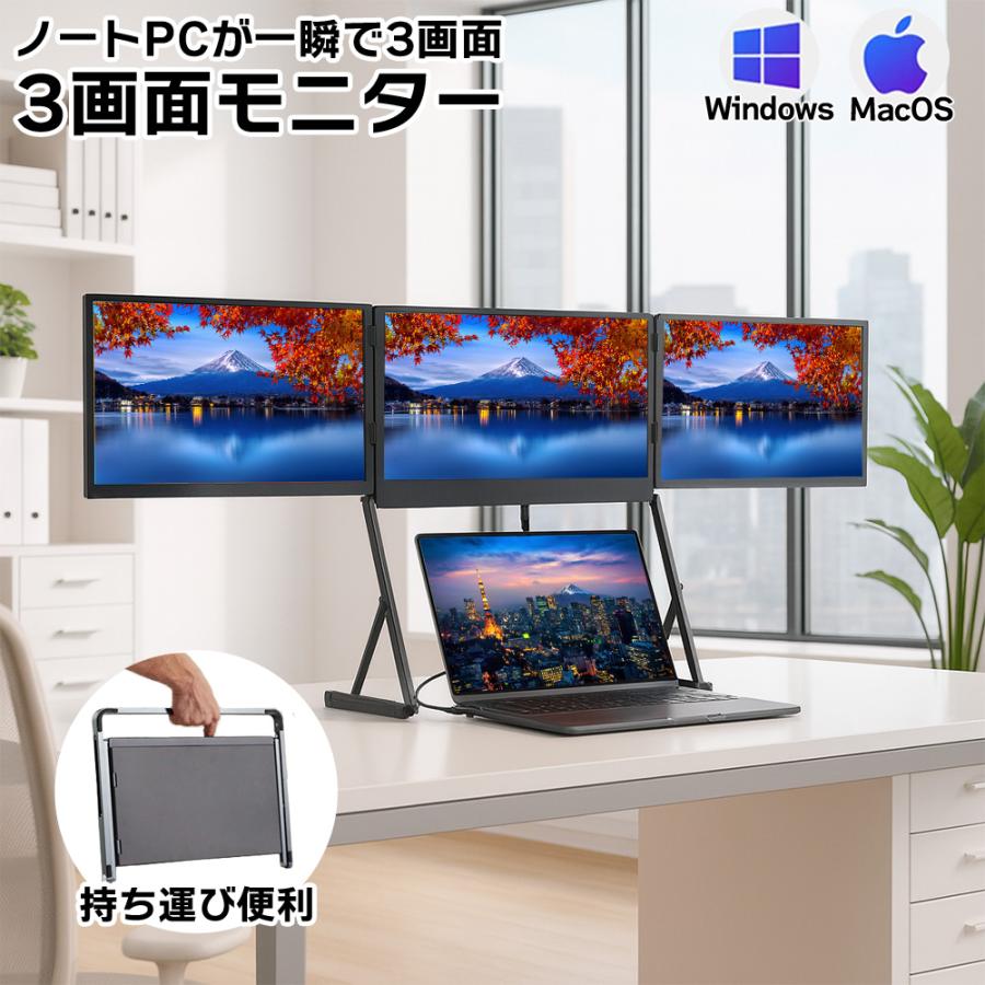 トリプルスクリーン 3面モニター 3画面 4画面 15.6インチ Mac/Windws
