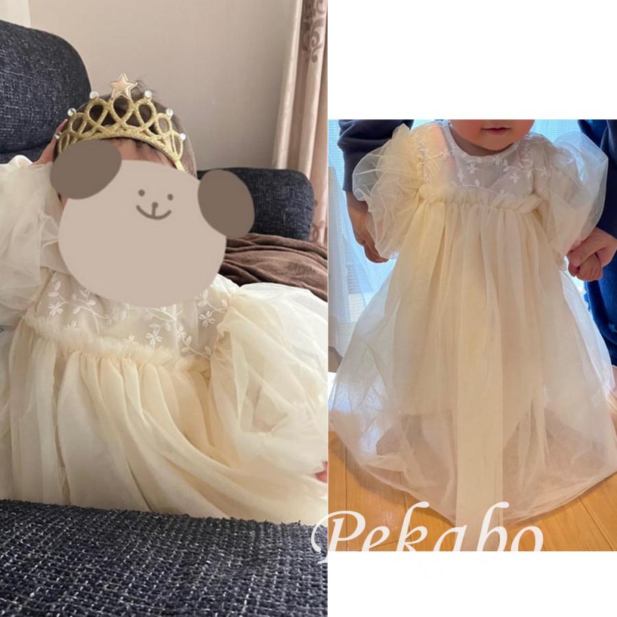 子供 ワンピース ベビー ドレス レース チュールスカート フワフワ