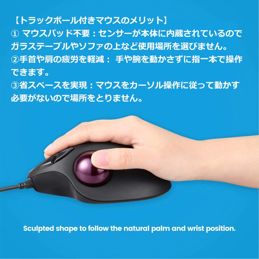ペリックス（Perixx） トラックボールマウス エルゴノミクス 有線 USB