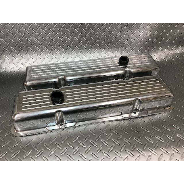 58〜86シボレー SBC アルミ バルブカバー ポリッシュ サイドボルト
