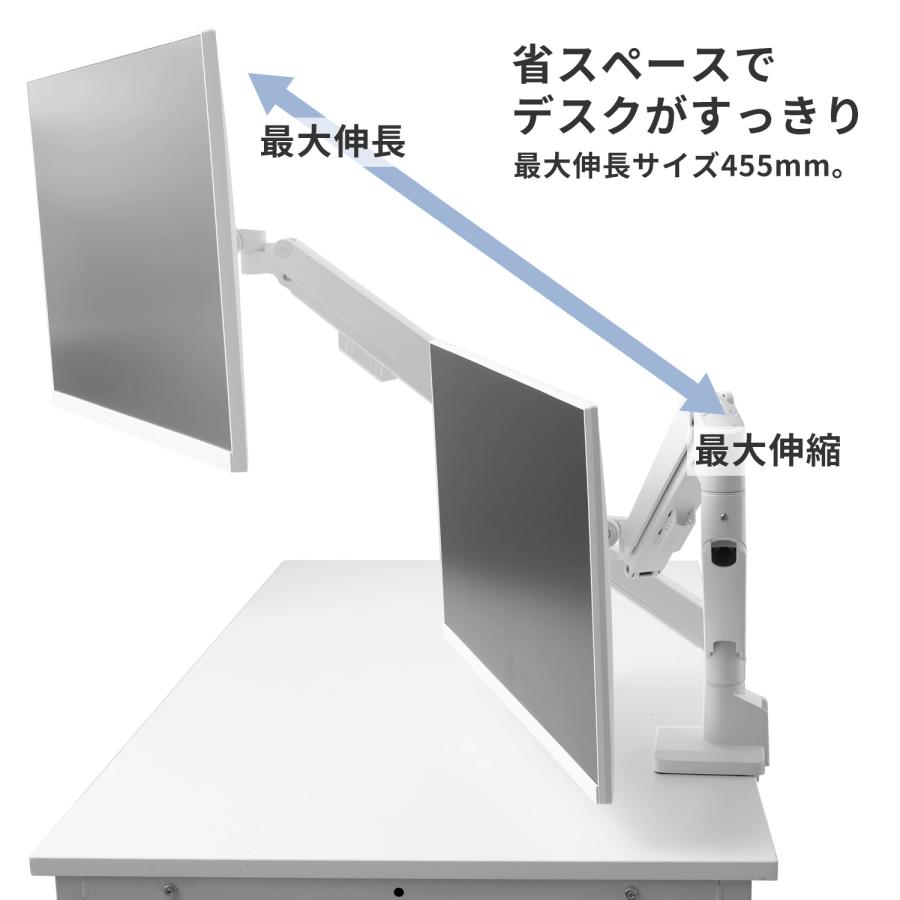Pixio モニターアーム デュアル PS1D Wave psw1d 2画面 ホワイト 白