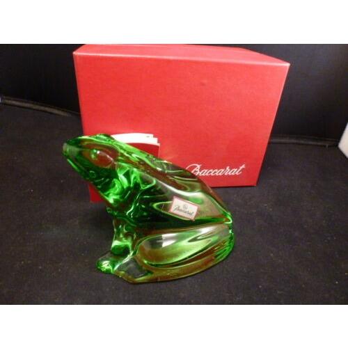 バカラ（Baccarat） カエル 緑色のクリスタル フィギュリン