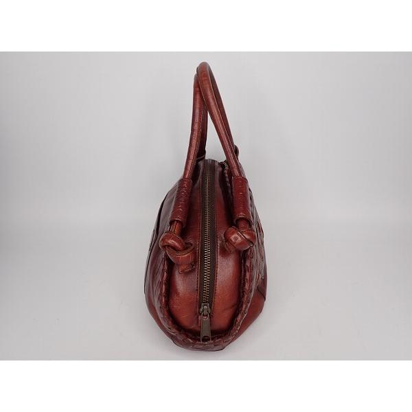 IBIZA レザーバッグ☆イビザ/ハンドバッグ/パッチワーク/茶/23*7*4-13