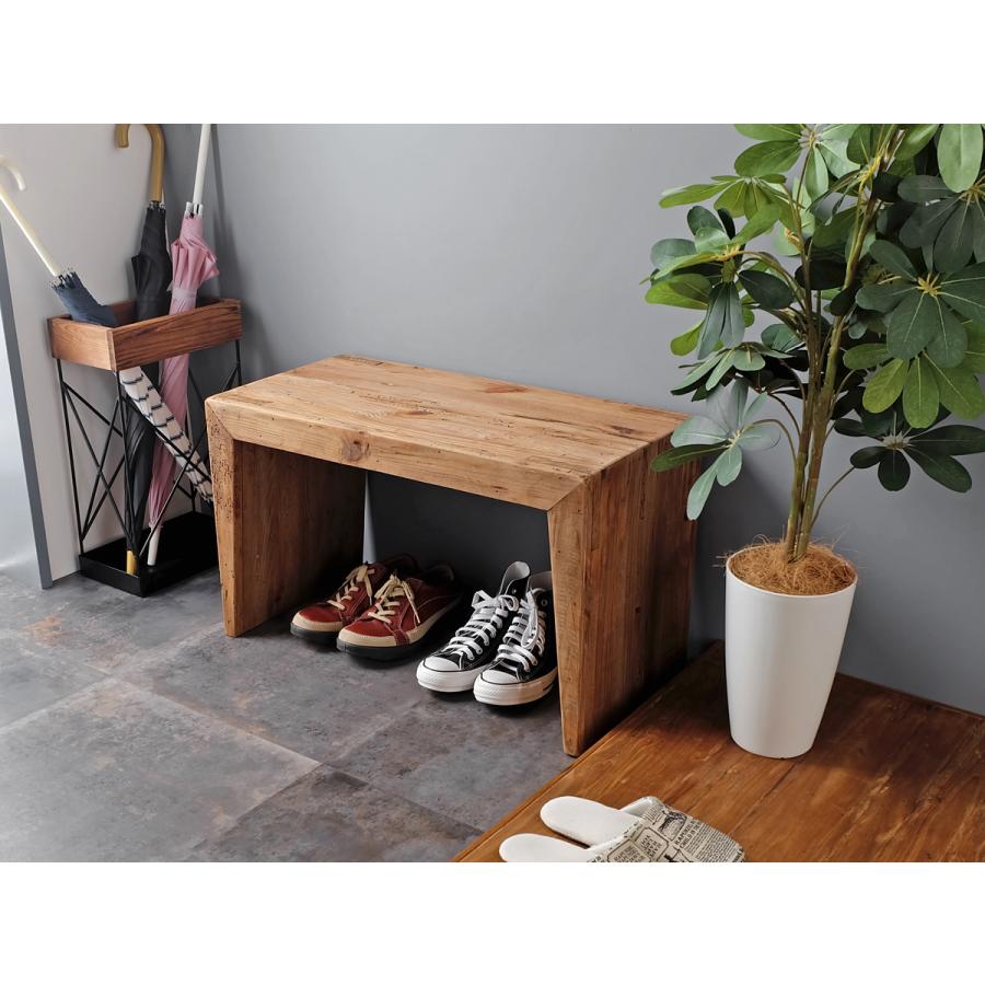 古材家具】リサイクルパイン マルチテーブル 70サイズ コの字型 サイド