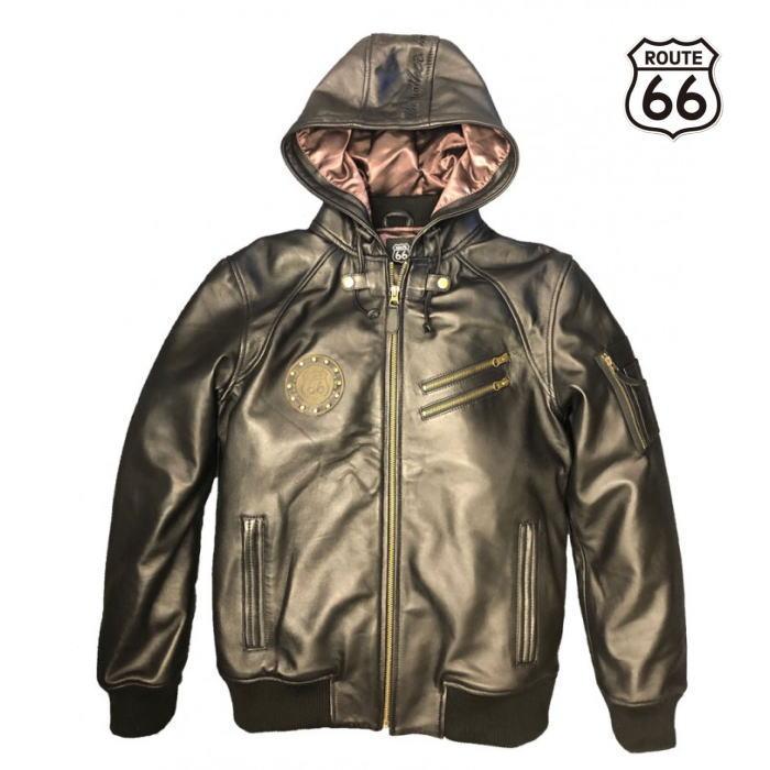 ROUTE66 ROU-0002 ルート66 フードレザージャケット 羊革 ライディング