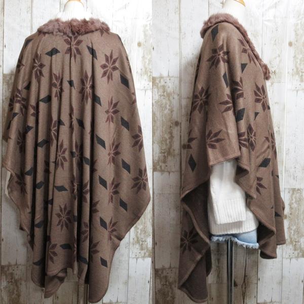 期間限定特別価格 ポンチョ ケープ マント マフラー ラビットファー