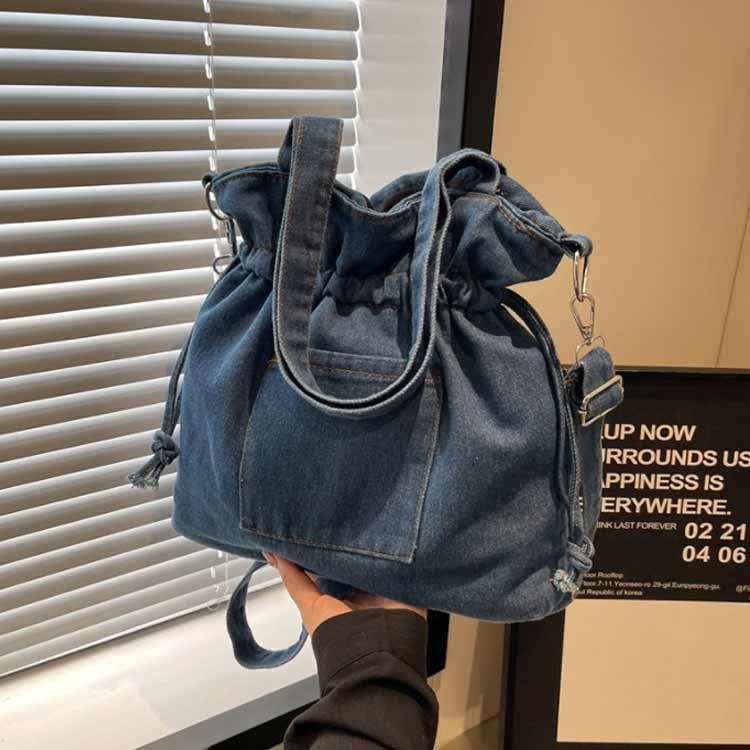 デニム 巾着バッグ ショルダー レディース 巾着 バッグ トートバッグ