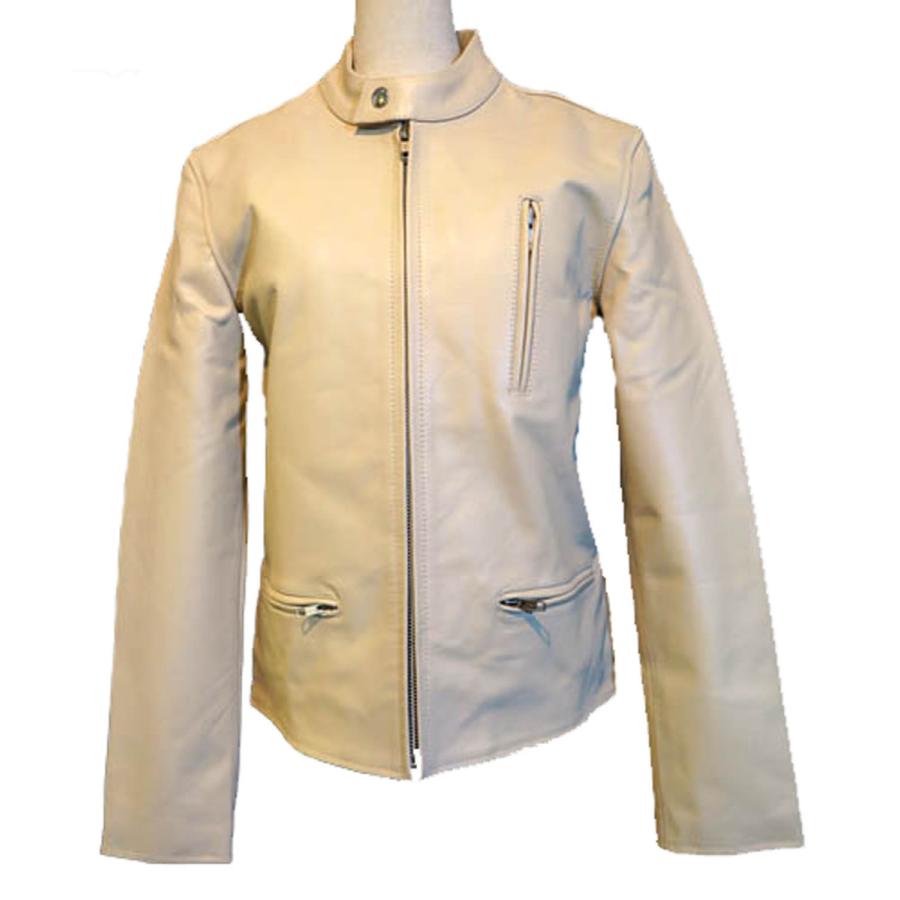 レディース 本革 シングルライダース レザージャケット ベージュ BEIGE