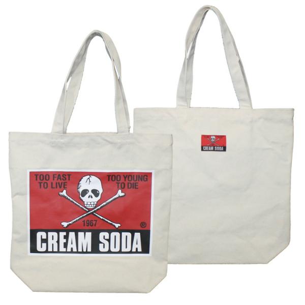 クリームソーダ（CREAM SODA） CS角ドクロトートバッグ ホワイト