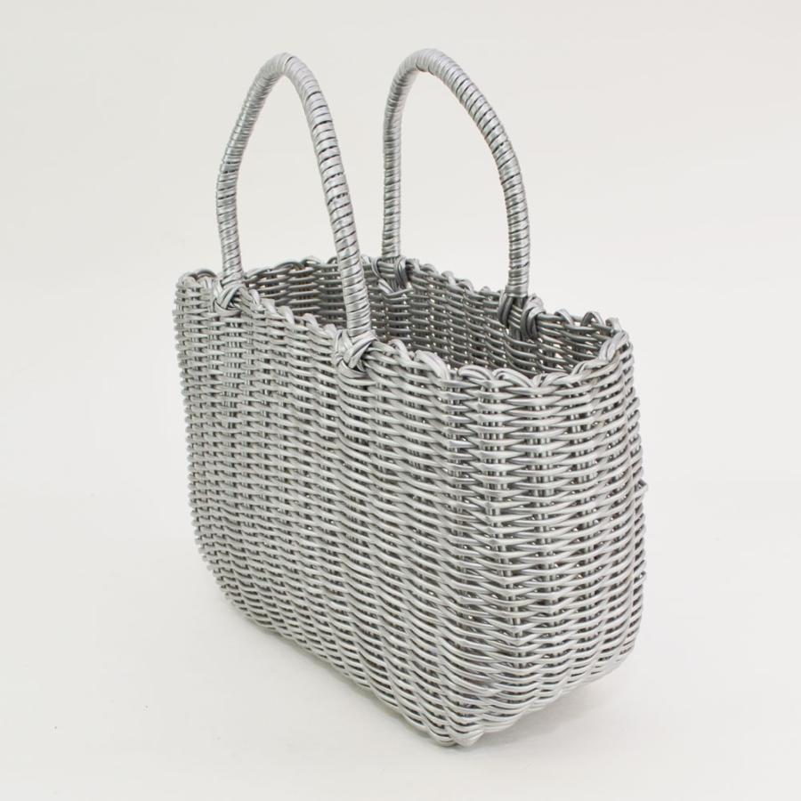 PPバッグ ミドル シルバー ビニール かごバッグ 温泉 : ラタンハウス