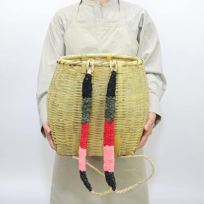 竹製 背負い籠 しょいかご 丸小 背負いかご リュック 竹 : ラタン