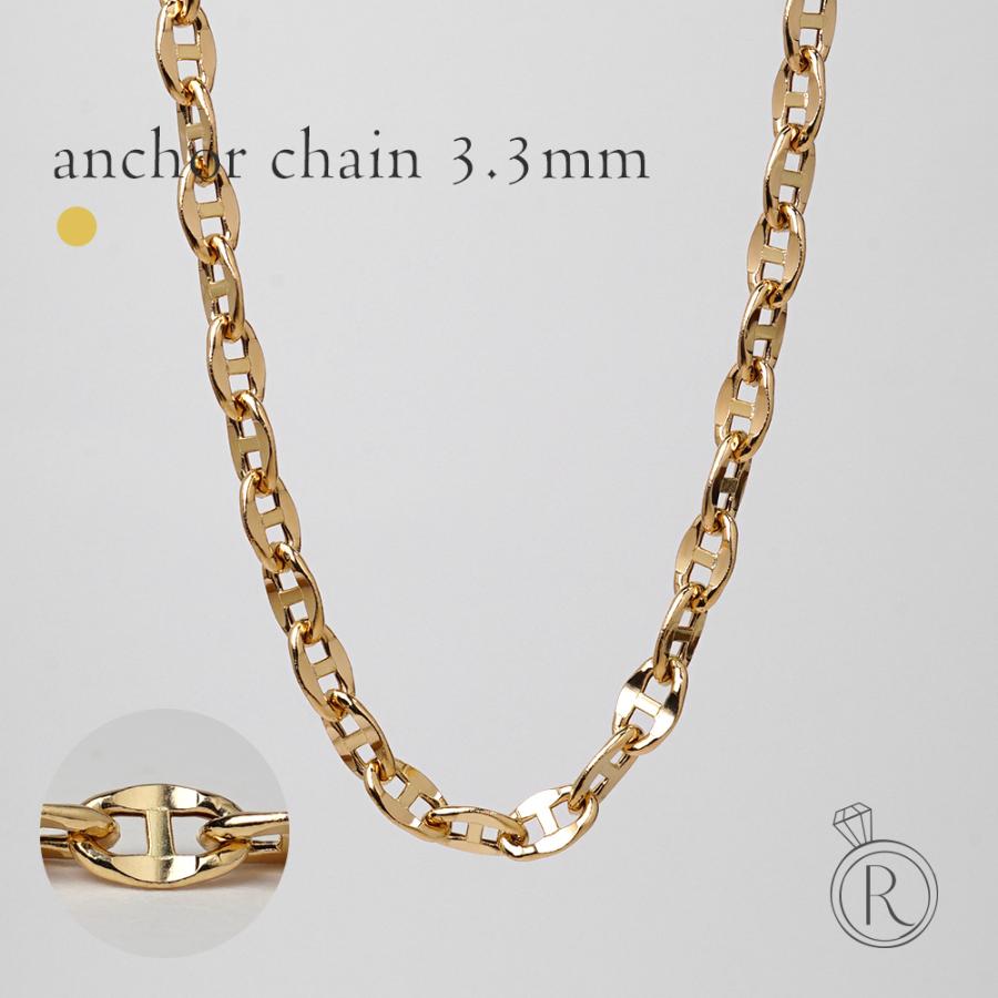 K18 アンカー ネックレスチェーン 3.3mm チェーンネックレス メンズ