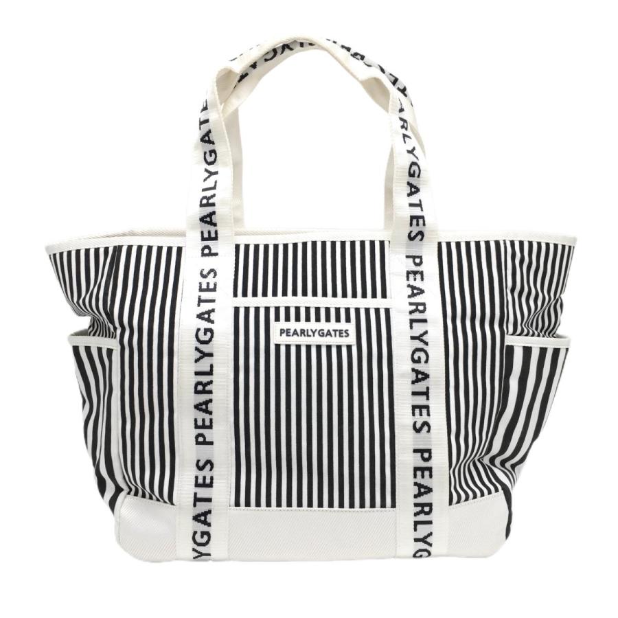 PEARLY GATES（パーリーゲイツ） ロッカーバッグ 白×黒 ストライプ