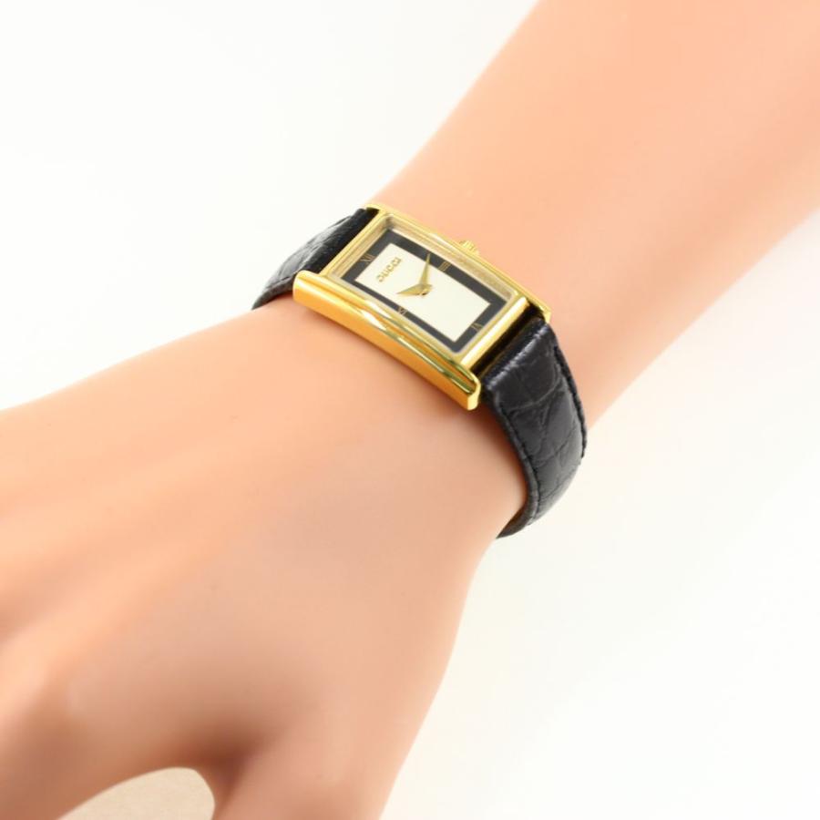 GUCCI（グッチ） スクエア クォーツ時計 レザーベルト-19.5g/2600L