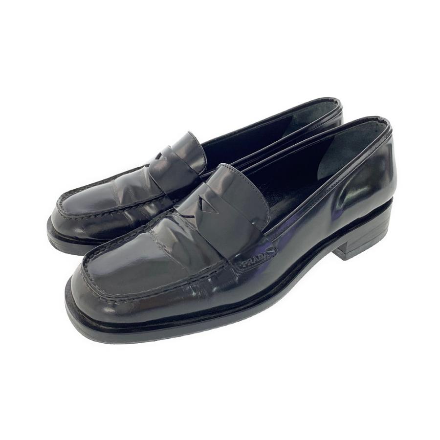 PRADA（プラダ） スクエアトゥ・レザーコインローファー 靴/37