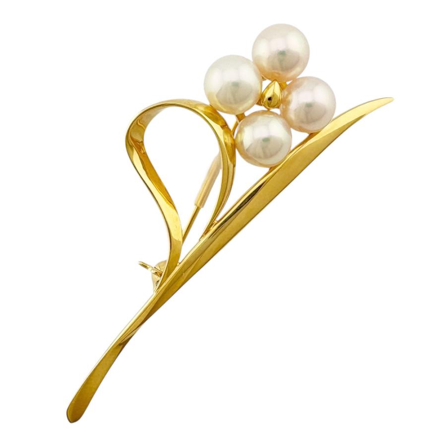 MIKIMOTO（ミキモト） ブローチ 18金 K18イエローゴールド アコヤ