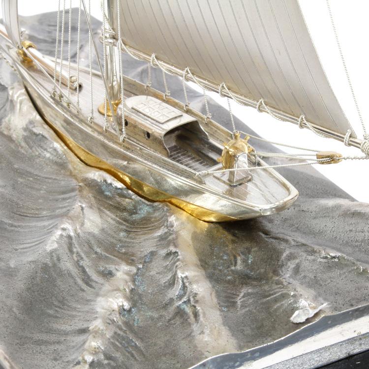 限界値下げ祭2-OF】中古SV970 銀製 船 帆船 置物 ヨット インテリア