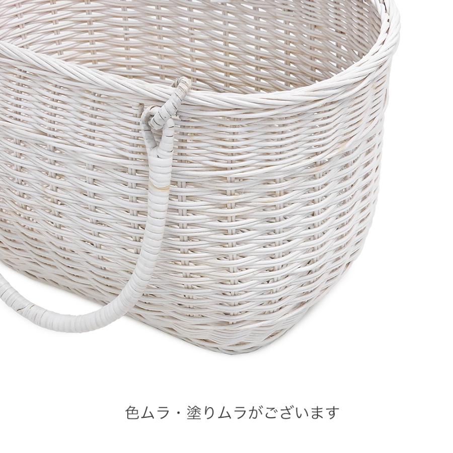 型番816WH 白い籐のかごバッグ ホワイトカゴ ピクニック ハンドメイド