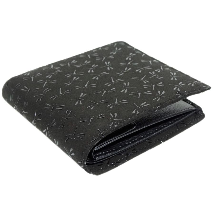 印傳屋（INDEN-YA） 印伝 財布 二つ折り札入 2003 黒 黒 トンボ 爆買