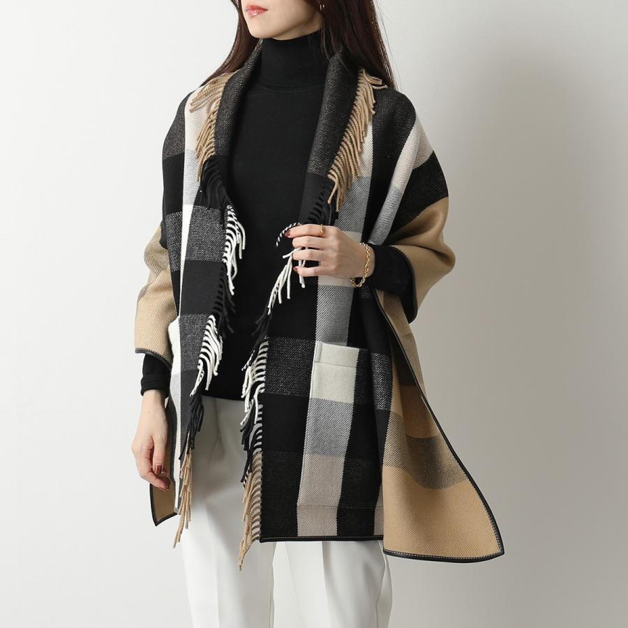 BURBERRY（バーバリー） 8021949 カシミヤ混ウール フリンジ ケープ