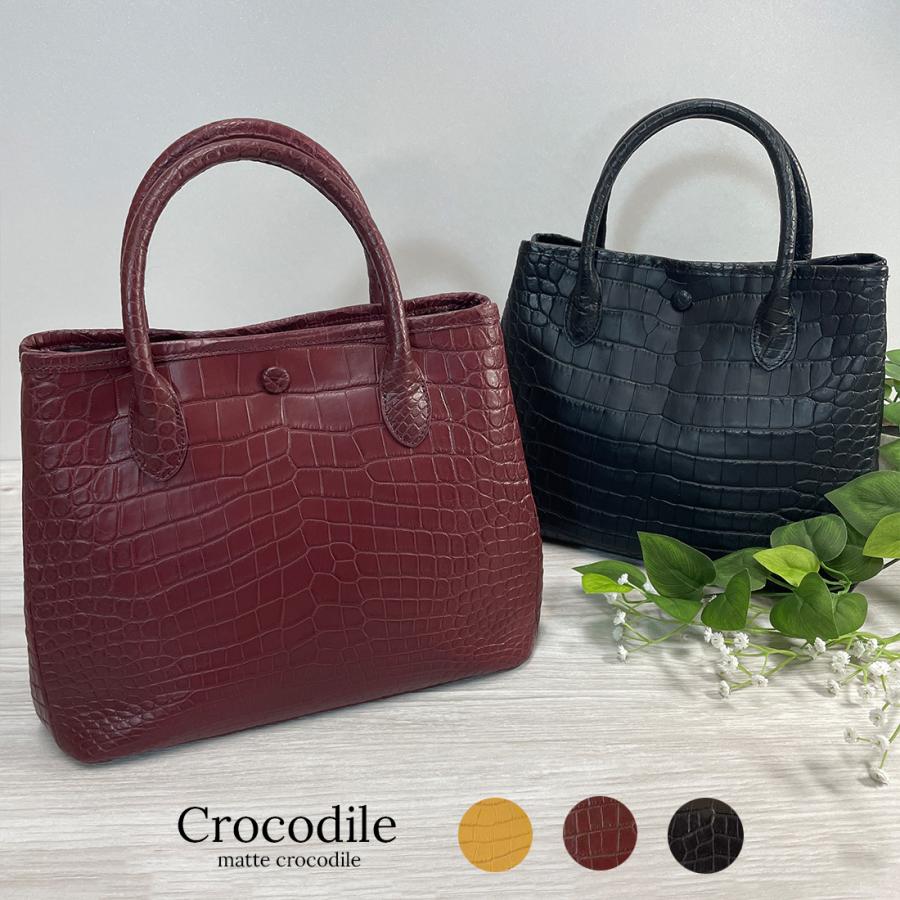 爆買WEEKセール マットクロコダイル ハンドバッグ レディース ワニ革