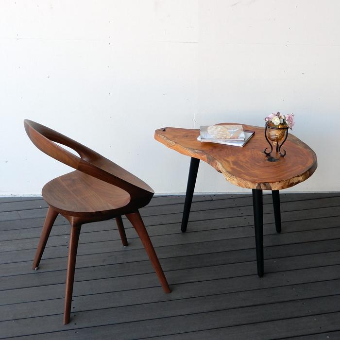 欅 けやき ケヤキ 一枚板 黒脚 サイドテーブル コーヒーテーブル