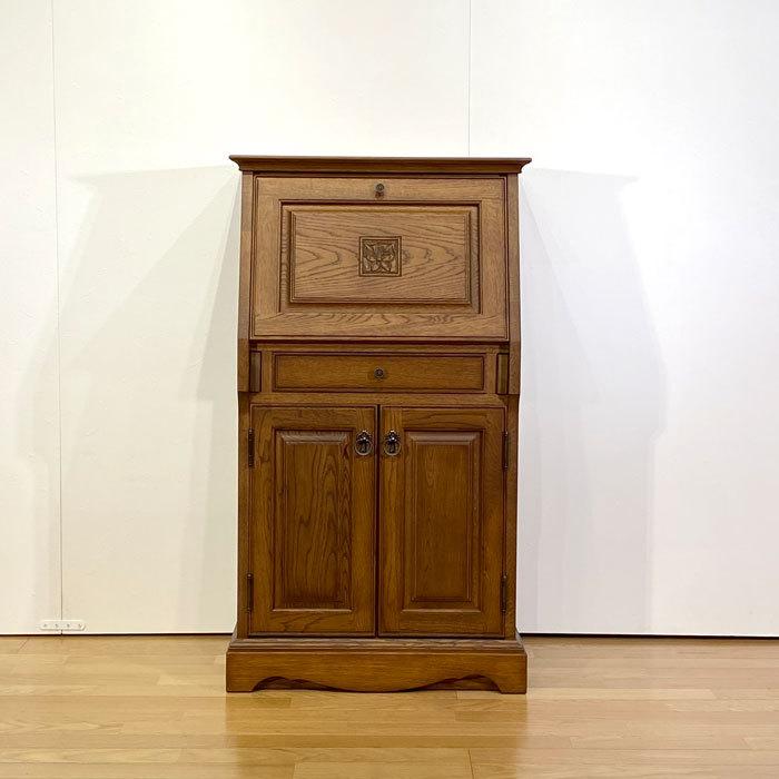 日本製 国産家具 ナラ無垢 折りたたみ ライティングビューロー