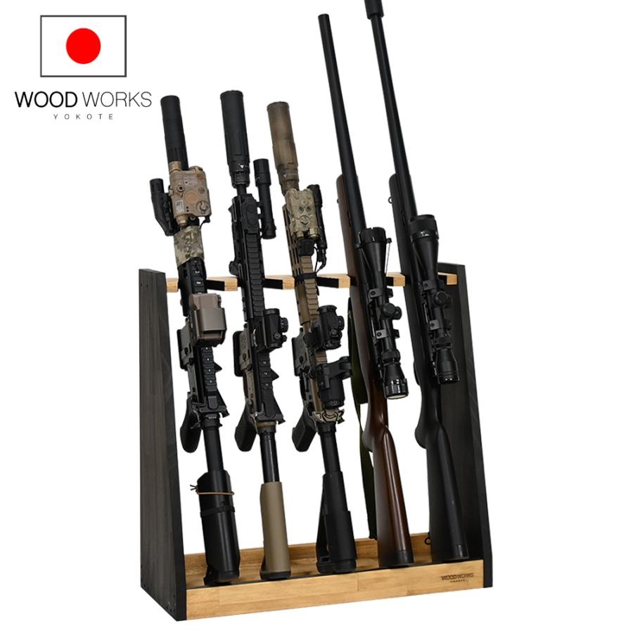 WOODWORKS ガンラック 5丁掛 ( 色：ライトブラウン×ブラックウッド