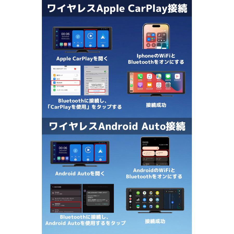 ディスプレイオーディオ オンダッシュモニター carplay 1080Pバック
