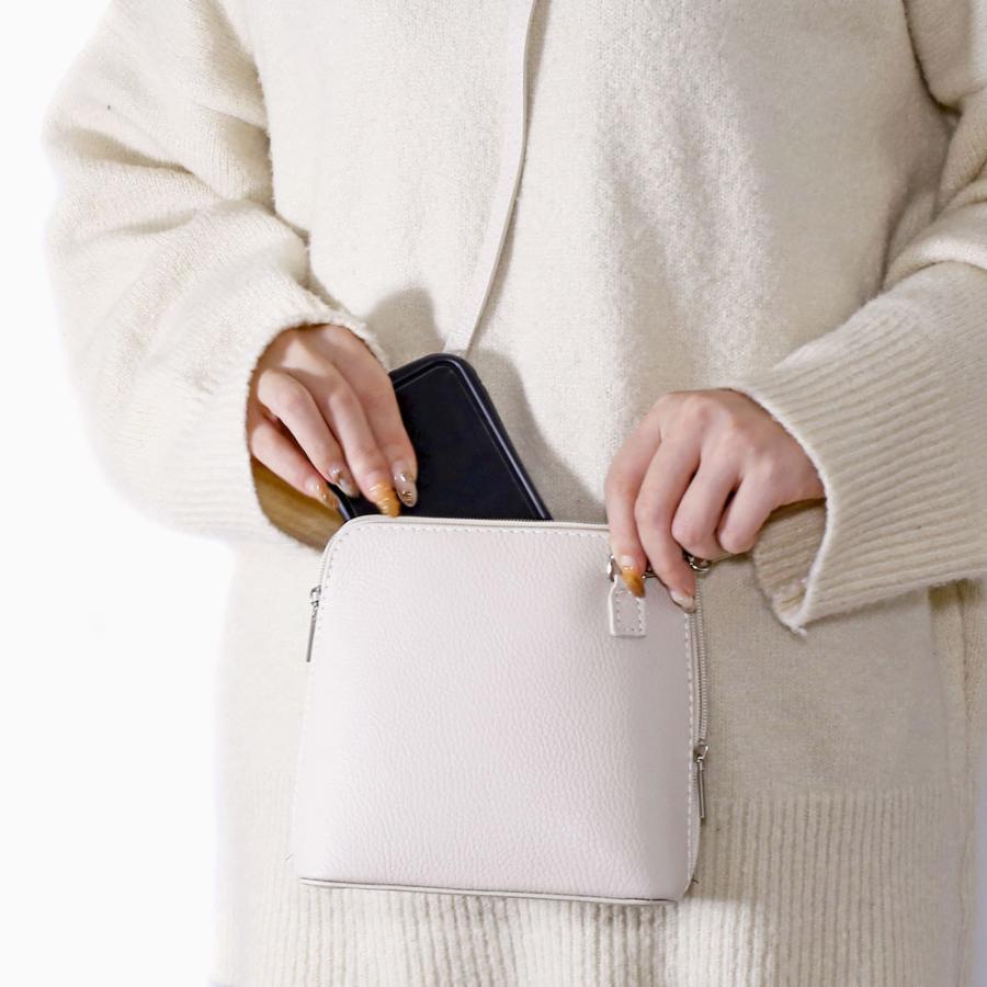 ショルダーバッグ 牛革 レザー シボ加工 イタリア製 カバン ブラック