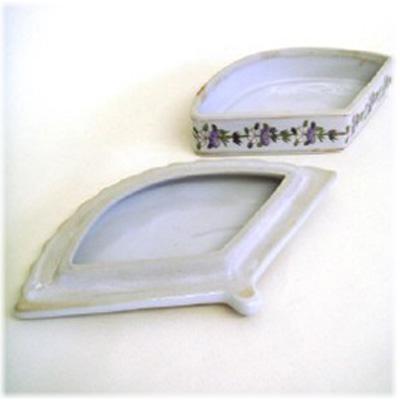 陶器製 扇型 花柄 小物入れ)小物入れ 陶器製 ふた付き アクセサリー