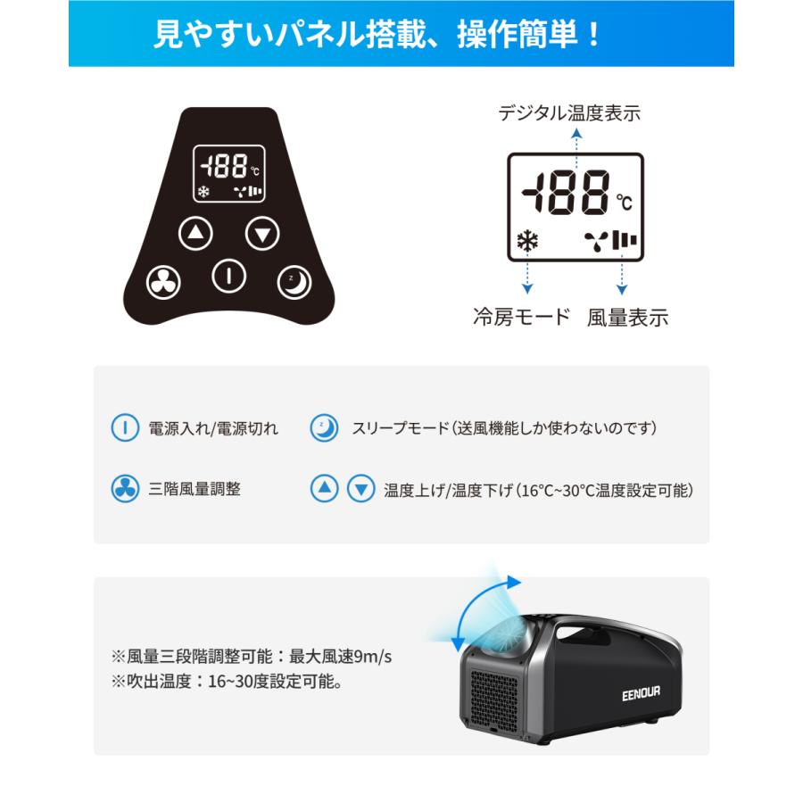 EENOUR スポットクーラー2.0 エアコン 0.85kW/2900BTU 熱中症 省エネ