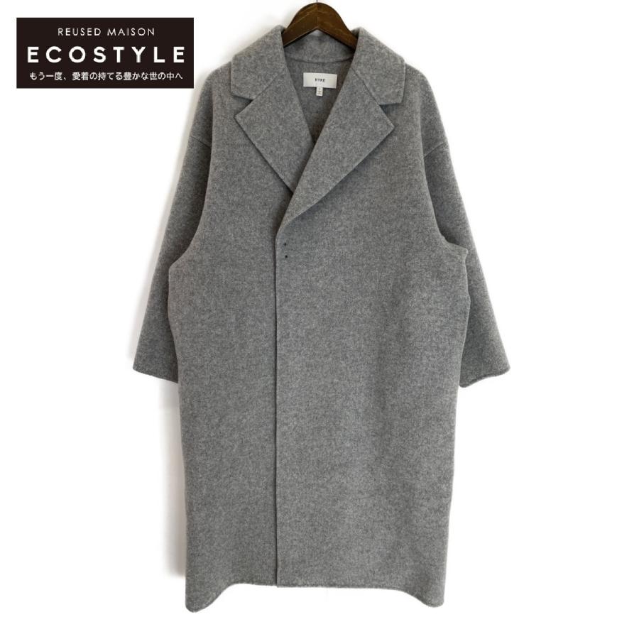 HYKE ハイク 192-17213 グレー フック ウール チェスター ロングコート
